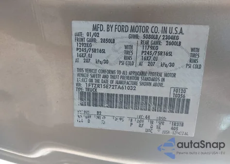 2002 Ford Ranger Xlt z USA, uszkodzony, nr VIN 1FTZR15E72TA61032